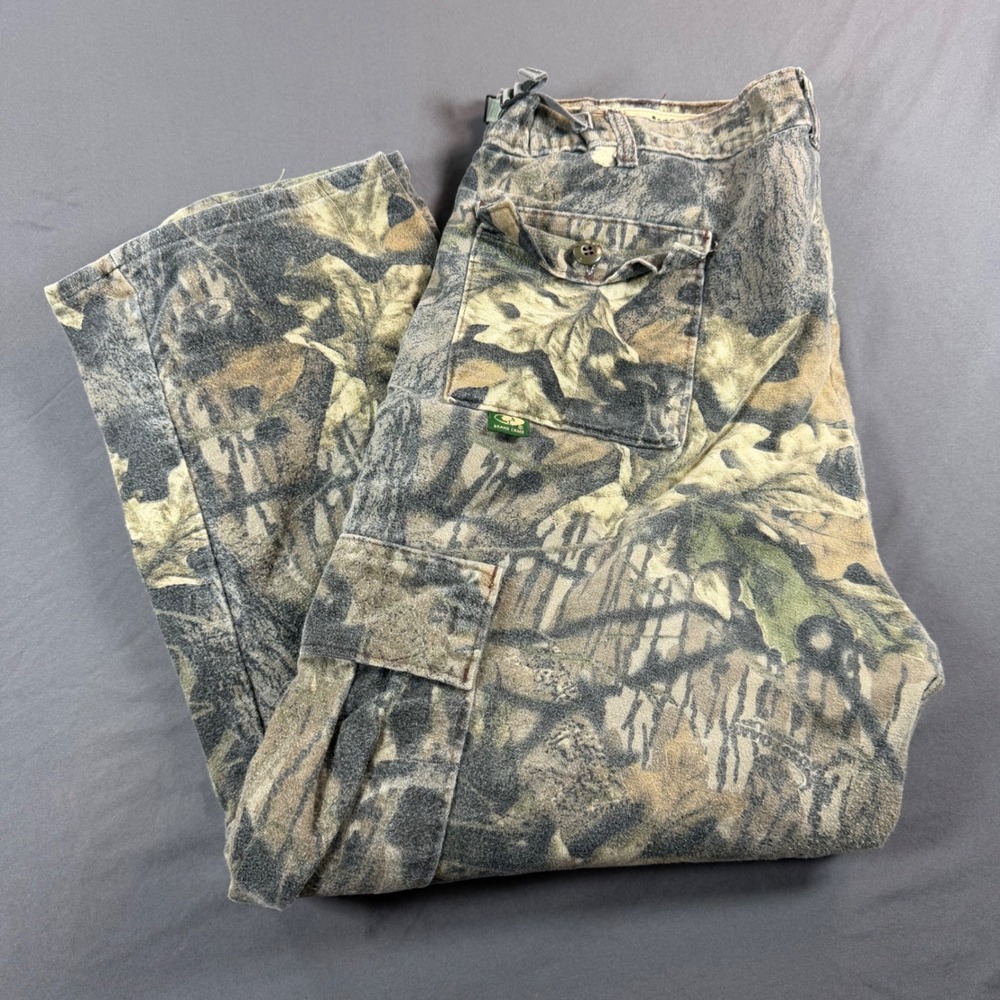 Vintage Mossy Oak Brand Camo Cargo Pants Mens Large Made in USA 100% Cotton